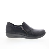 Aetrex Katie DM550 Womens Black Leather Zipper Loafer Flats Shoes