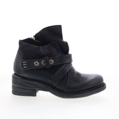 Martina Womens Black Leather Zipper Ankle & Booties Boots