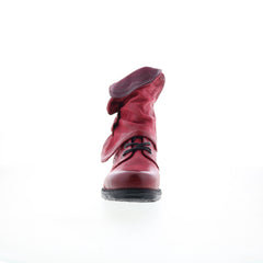 Simon Womens Red Leather Zipper Casual Dress Boots