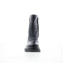 Ethel Womens Black Leather Zipper Casual Dress Boots